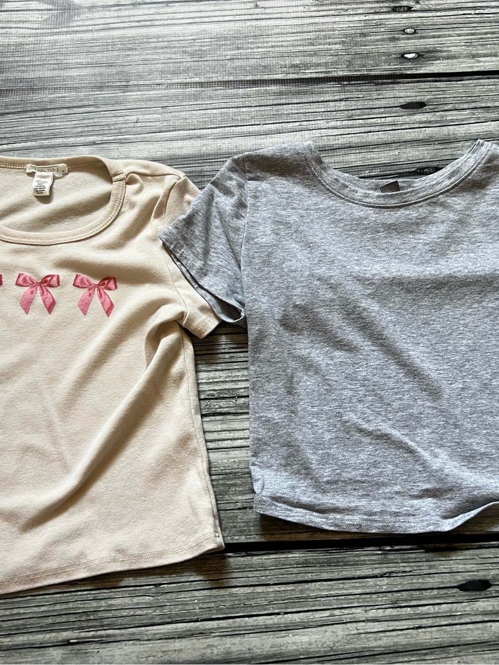2 pack of Tilly’s Women’s Short Sleeve Tee Set - Pink Bow & Gray Tops